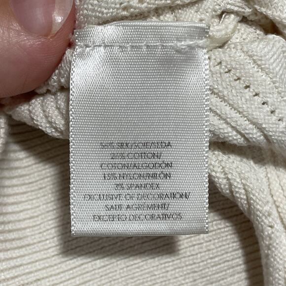 Coquette Ann Taylor Silk Blend Scalloped Knit Sweater Size Small Beige Textured - Picture 5 of 6